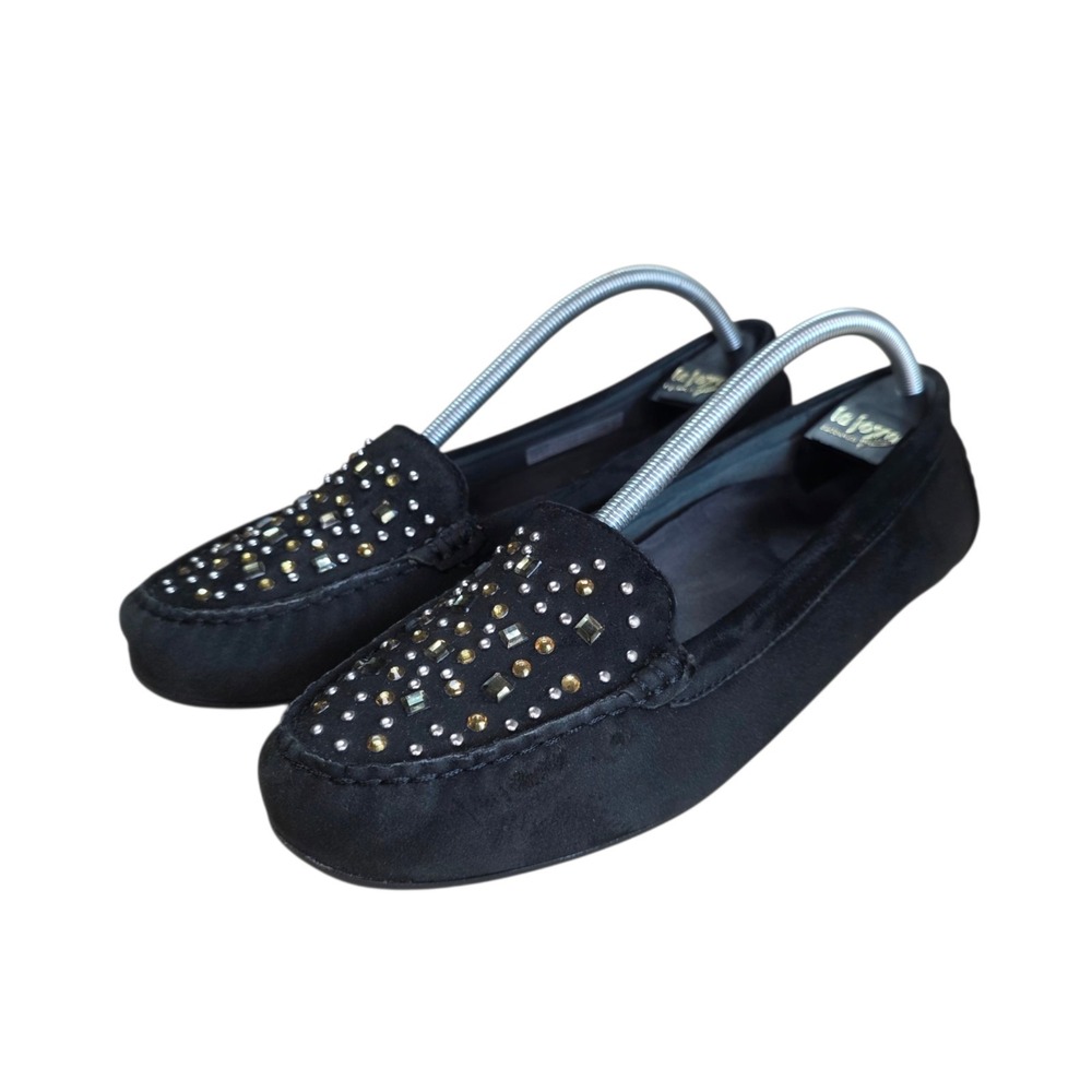 Vionic Loafers Womens 9.5 Black Suede Studded Comfort Slip On Shoes